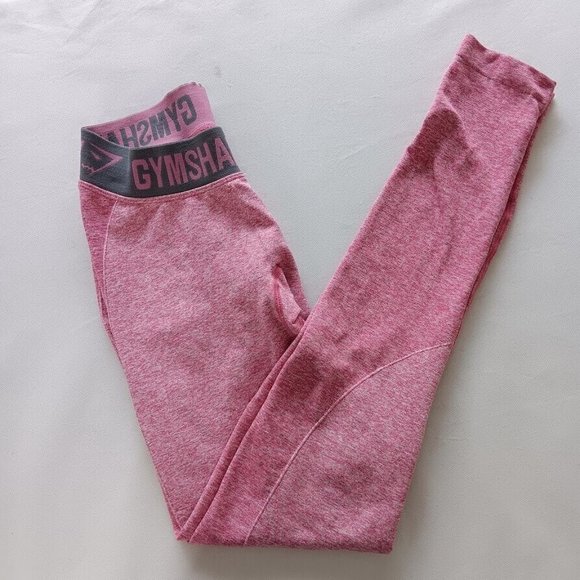 Gymshark Womens XS OG Flex Pink Marl Gray Band Leggings Pants Workout inseam27" - Picture 9 of 9